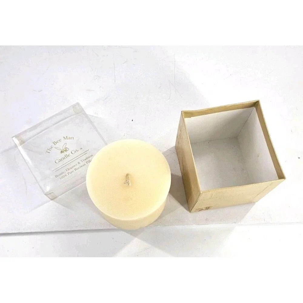The Bee Man Candle Co.100% Pure Bees Wax Traditional Pillar Burns 40 hrs 3x3" - Picture 7 of 10